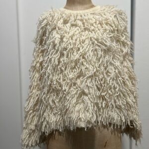 Cream Fringe Crew Neck Sweater